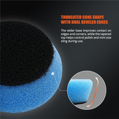 Image of SPTA Blue T60 Mini Moderate-Cut Pad Sets, 5Pcs 1.3inch /32mm Sponge Polishing Buffing Pads, Car Foam Detail Polishing Pad Kit for Car Detail Polishing and Buffing, Small Area Polishing -FPTSS3B
