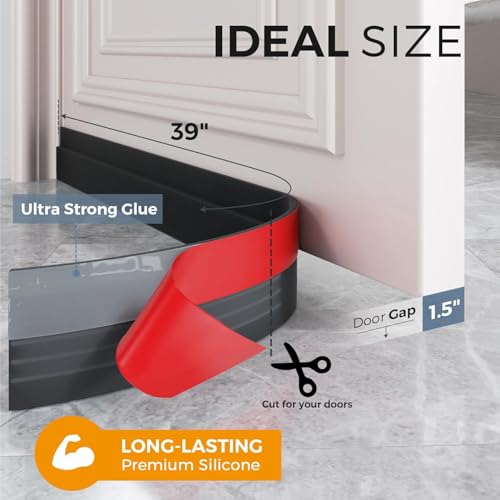 Image of GroTheory 4 Pack Underdoor Draft Stoppers Home Improvement Weather Stripping Door Seal Garage Door Sweep Garage Window Blocker Insulation