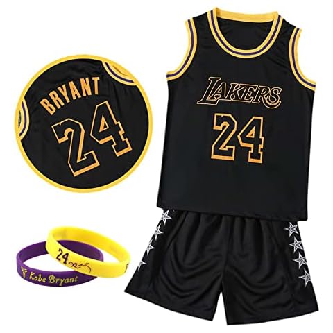 Pateacd Basketball Jersey Kit Kids Fans Jersey Boys Sportswear Sleeveless Basketball Vest Tops and Shorts Sports Set Summer Tracksuit Gifts for Boys Grils,Black,2XL(155~165cm) Cover