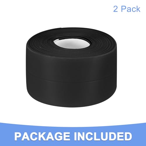 Image of Caulk Tape Sealant Strip - 2 Pack Self-Adhesive Caulking Tape for Kitchen Bathroom Toilet Wall Corner - PVC Bath Sealant Strip - (1.5-inch x 20-ft Black)