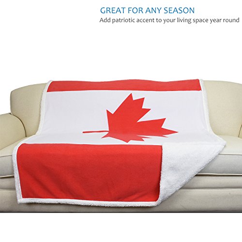 Catalonia Sherpa Fleece Blanket,Canada National Flag Maple Leaf Print Patriotic Plush Super Soft Warm Reversible Polar Throws For Couch Bed 60” X 50” #TOP3