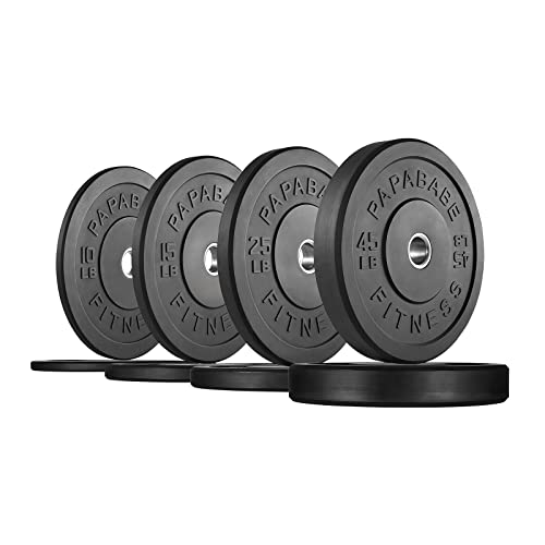 papababe Bumper Plates 2 inch Bumpers Olympic Weight Plate with Steel Insert Bumper Weights Set Free Weight Plates (190 lb set)