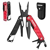 WORKPRO Multitool-11 in 1 Multitool Pliers with Pocket Clip and Sheath-EDC Multi Tool Knives with Safety Lock-Camping Tools Pocket Knife with Screwdriver Saw Blade Wire Cutter and Bottle Opener-Red