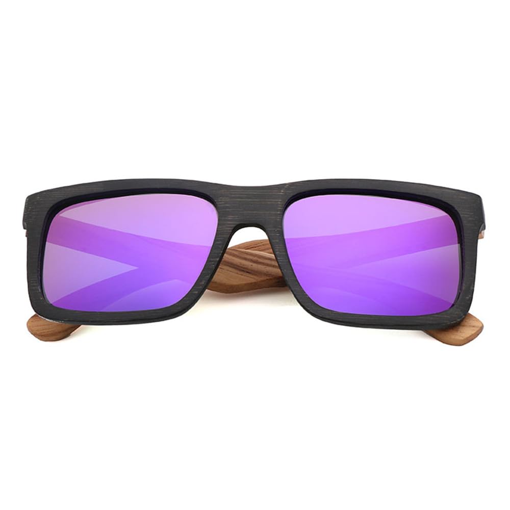 Gafas de sol con montura de bambú negro polarizadas UV400, gafas TAC de moda para hombres y mujeres que conducen al aire libre.