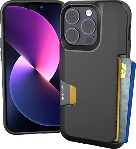 Smartish® iPhone 14 Pro Wallet Case - Wallet Slayer Vol. 1 [Slim + Protective] Credit Card Holder - Drop Tested Hidden Credit Card Slot Cover for Apple iPhone 14 Pro - Black Tie Affair by Smartish - Used condition - US$22.74
