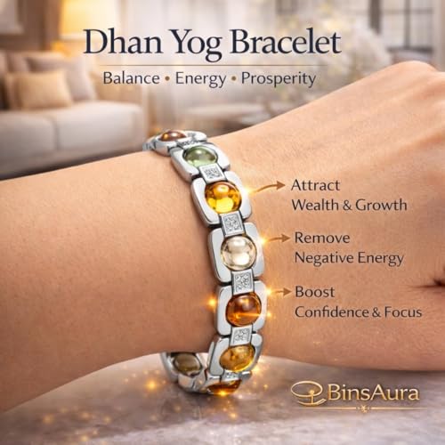 Image of BinsAura 7 Chakra Natural Gemstone Bracelet for Men & Women | Pyrite, Tiger Eye, Citrine, Green Aventurine, Black Obsidian, Amethyst & Rose Quartz Crystal Healing Beaded Bracelet | Adjustable Lucky Bracelet