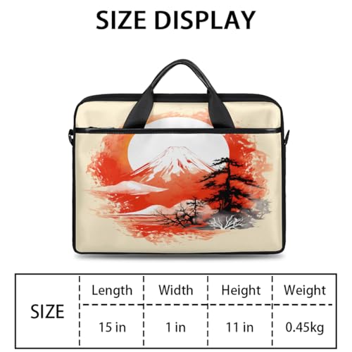 Maletín para laptop japonés con diseño Fuji Sunset 15 pulgadas miniatura 2
