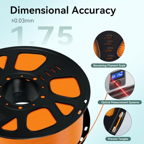 Image of Kingroon Pumpkin Orange PLA Filament 1.75mm, 1kg Spool (2.2lbs), Dimensional Accuracy + /- 0.03mm, Vibrant Color 3D Printer Filament for Most FDM 3D Printers