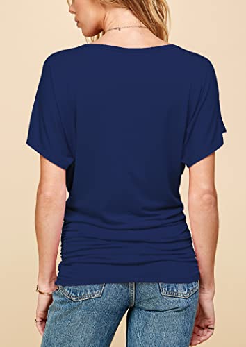 Mbj Wt817 Womens Dolman Drape Top With Side Shirring Xxxxxl Navy #TOP4