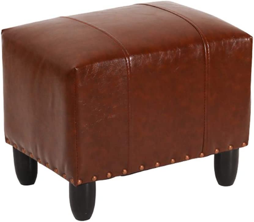 Genérico Reposapiés otomano Rectangular con Acento para el hogar, Taburete Moderno tapizado en Cuero sintético con Asiento de Espuma Acolchado y Patas de Madera, Sala de Estar, Dormitorio,