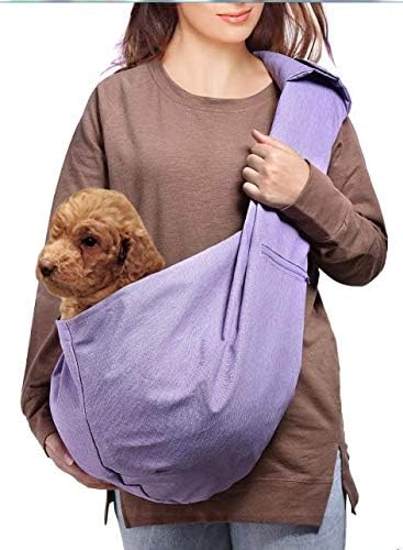 AOFOOK Dog Sling Carrier, Adjustable Padded Shoulder Strap, with Zipper Pocket for Outdoor Travel (8lbs-15lbs)