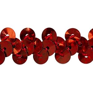 Trims by the Yard Sternenlicht Paillettenband, Rot, 4,5m