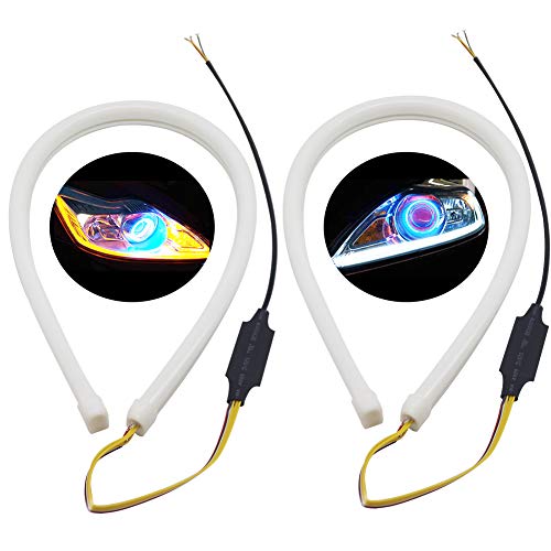Boodlied 2X 24Inch Soft Light Guide Dual Color White/Amber Led Tube Strip Light For Drl Daytime Running Lights And Turn Signal Lights.60Cm. #TOP7