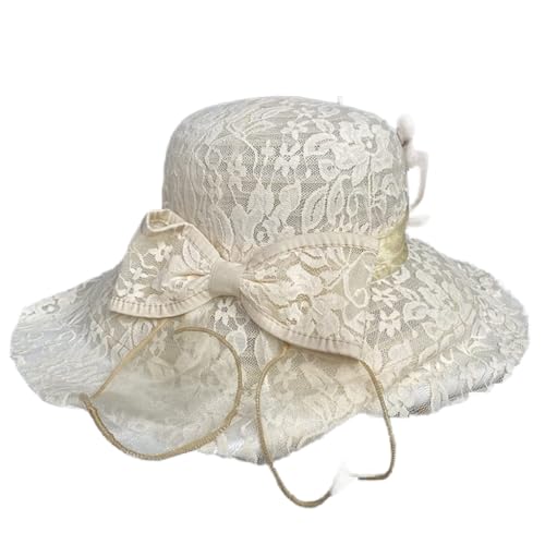 Chapeau de soleil respirant femme avec noeud en dentelle capeline été pliable