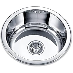 Fregadero Edesa Edesa | Fregadero Sobre Encimera | Modelo K2 SE 45 1C | 1 Cubeta Redonda | Fregadero de Cocina 18 cm de profundidad | Ancho de 45 cm | Acabado en Acero Inoxidable