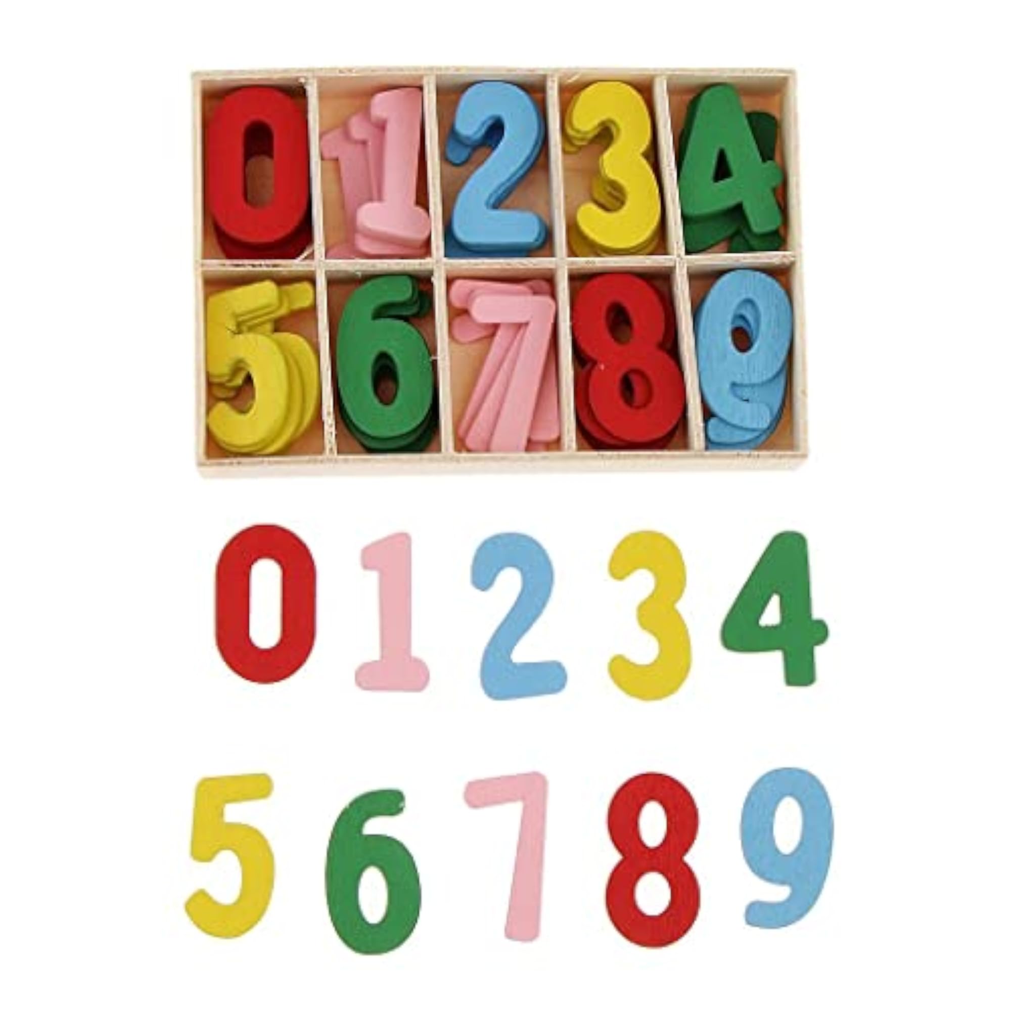 Colorful Wooden Arabic Numbers with Storage Tray