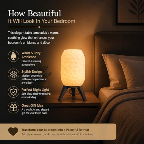 Image of Action Pro Table Lamp with Tripod Stand, Warm Light, Modern Bedside Lamp for Home & Bedroom (Design-2)