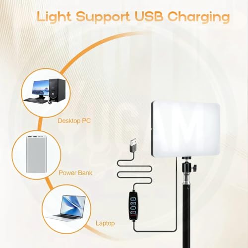 Image of 11 inch USB LED Camera Soft Panel Light | Photography Lighting Kit for Recording | YouTube, Makeup, Live Streaming, Video Recording with Tripod Stand & Phone Holder (USB Camera Panel Light)