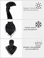 FREE SOLDIER Halstuch/Kopftuch Shemagh,Palituch Taktischer Schal Arabischer Wüsten Schals Herren Palästinenser Arafat-Tuch,110 * 110cm,(Schwarz & Weiß Set) – Ansicht 6