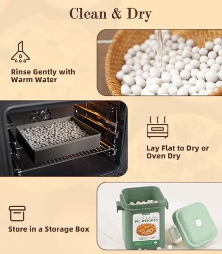 image for NINGOO Pie Weights for Baking Crust, 1.3LB Reusable Ceramic Pie Beans 