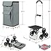 Shopping Cart, Super Loading Stair Climber 220 lbs Capacity, Grocery Foldable Trolley with Extra Large Shopping Bag Laundry Utility Cart with Adjustable Bungee Cord (Gray)