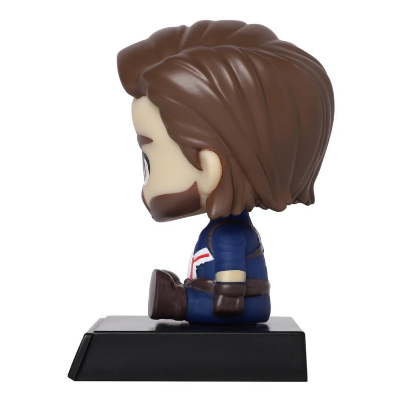 Image of Super Hero Action Figure Limited Edition Bobblehead with Mobile Holder for Car Dashboard, Office Desk & Study Table - Captain America