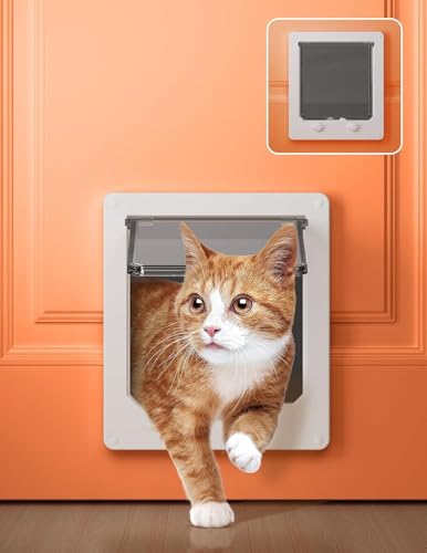 LIBBEPET Cat Door Interior Door, Indoor Cat Doors, Large Pet Doors for Cats Up to 18 lbs(Frame Size 9.3" x 10.6"), Upgraded 4 Way Locking Kitty Door for Interior & Exterior Doors, Easy to Install