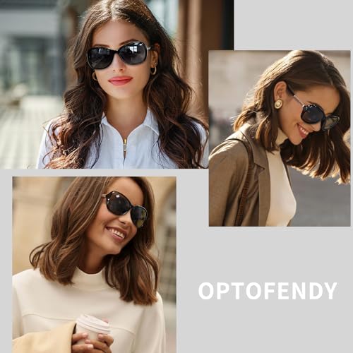 OPTOFENDY Polarized Oversized Sunglasses Womens, Trendy Butterfly Sun Glasses Ladies Shades UV400 Protection, OP22322