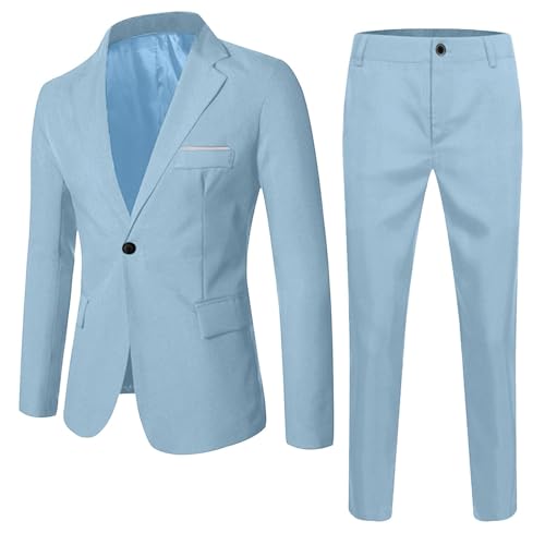 2026-Niños Niño Bebé Niño Primavera Otoño Sólido Manga Larga Pantalones Abrigo Trajes 2PC Traje Ropa, azul claro, 12-13 años