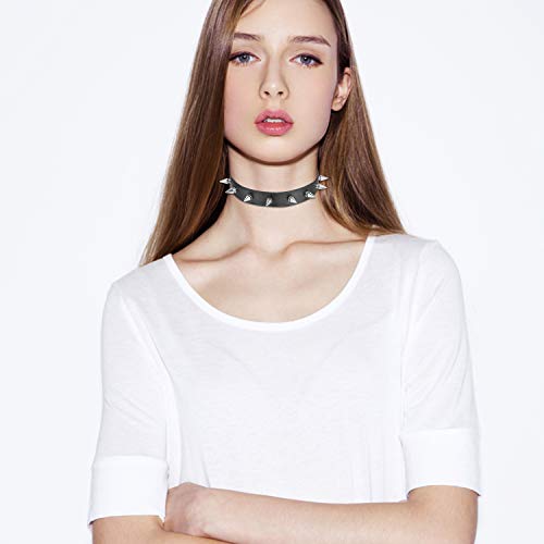 Aroncent Dog Tag Kette Kugel Hundemarke Army Herren Halskette, Leder Choker Punk Schwarz Halsband Tattoo Choker Nieten für Damen und Herren
