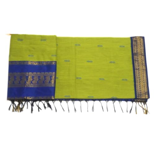 Image of Pure Kalyani Cotton Saree | Zari Border & Blouse Piece - Lata Gadwal Design | Traditional Saree