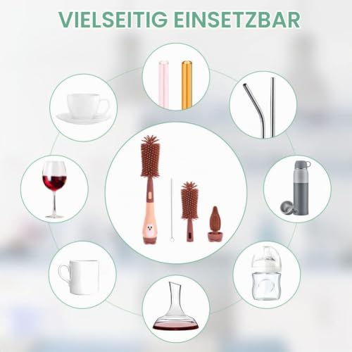 Vicloon Baby Flaschenbürste Set, 3 in 1 Silikon Babyflaschenbürste für Babyflaschenbürste und Sauger, BPA-frei… – Ansicht 6