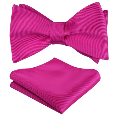 Image of Alizeal Mens 2pcs Solid Self-tied Bow Tie Set | Alizeal Mens 2pcs Self-tied Solid /Animal Bow Tie and Pocket Square Set Perfect for Wedding Business Formal Events
