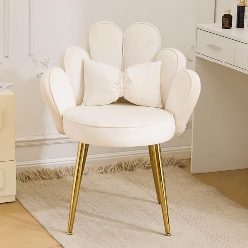 TactFire Fauteuil Salon, Chaise Coiffeuse, Dossier en Forme de Pétale, Fauteuil Chambre avec...