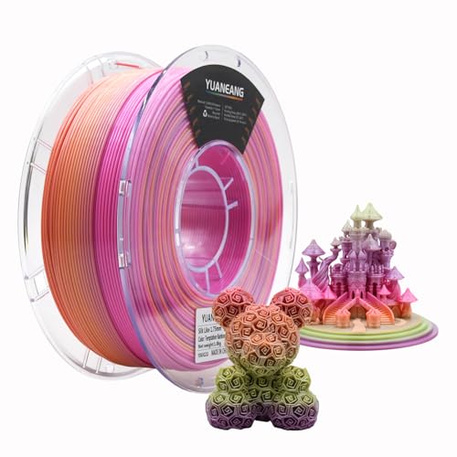 YUANEANG Rainbow PLA 3D Printer Filament 1KG Spool(2.2lbs) 1.75mm PLA Fast Color Change 3D Printing Material Gradient Filament for Most FDM 3D Printers Temptation Color
