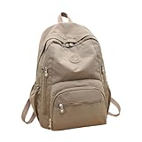 LIZHAYG Mochilas Negras Instituto Mochila minimalista y elegante de lona de color sólido con correas ajustables y compartimentos con cremallera for el día a día.(Grey)