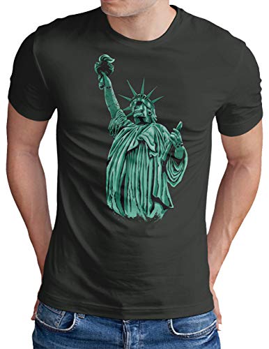 T-shirt Homme Freedom Tattoo gris Statue de la Liberté OM3 grande taille 4XL