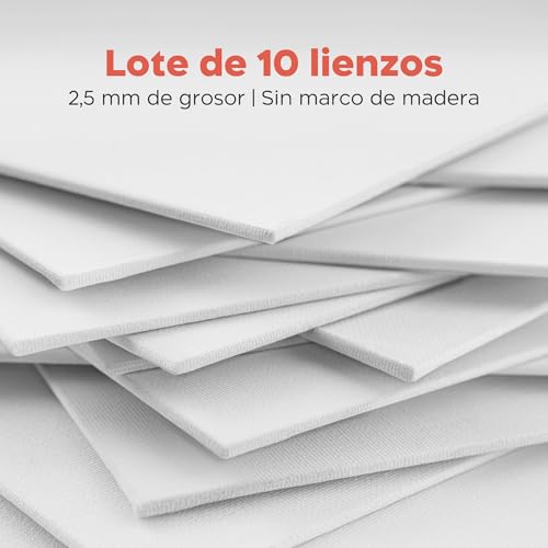 Lienzos para pintar óleo gouache acrílico 30x40cm en pack de 10 canvas 3