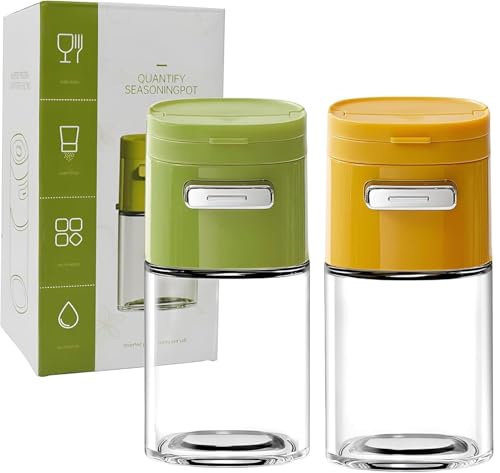 Image of SKYTONE Salt and Pepper Shakers 1 Pcs, Precise Quantitative Salt Shaker with Clear Glass - 0.5g Salt per Press, Salt and Pepper Set for Cooking Table Camping RV Outdoor BBQ (1, 2 in 1 Dispenser)