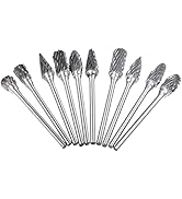 HOHXEN 10pcs Tungsten Carbide Rotary Burr Set with 2.35mm Round Shank for Wood DIY Engraving Dril...