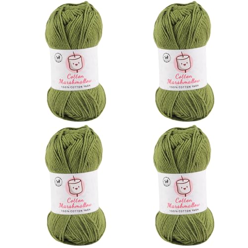 Image of NESTNHAVEN Cotton Marshmallow 100% Cotton Yarn - (50 g, 130 m) - Luxury Yarn for Crochet, Amigurumi, Embroidery, Toys, Garments, Flowers and Hobby Projects (Military Green) |