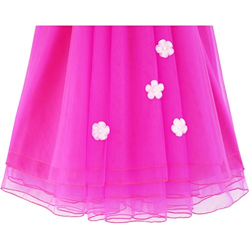 Sunny Fashion Flower Girls Dress Halter Dress Pearl Party Wedding Birthday4