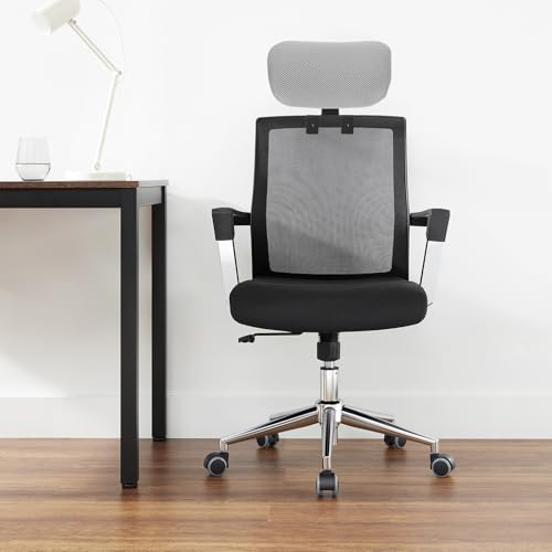 Appui-tête de chaise d'ordinateur réglable maille argenté