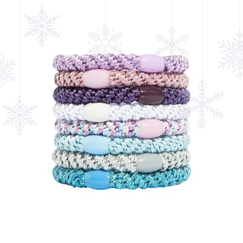 Image of Purple and Blue Hair Ties for Thick Hair, Grab & Go Ponytail Holders, 8 Pack, Purple Daze, Thick No-Crease Bands with Strong Hold, Damage-Free Design, Soft Metallic Mix | L. Erickson