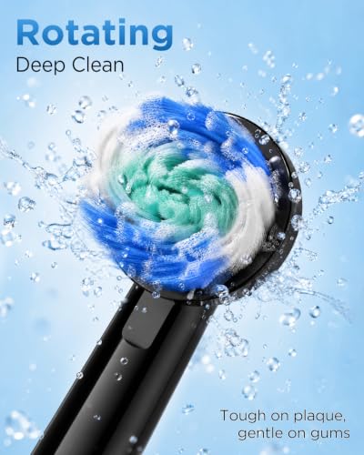 Image of Rtauys Rotating Electric Toothbrush for Adults with 8 Brush Heads (2 Types), 5 Modes Rechargeable Power Toothbrush with Travel Case and 2 Minute Smrte Timer