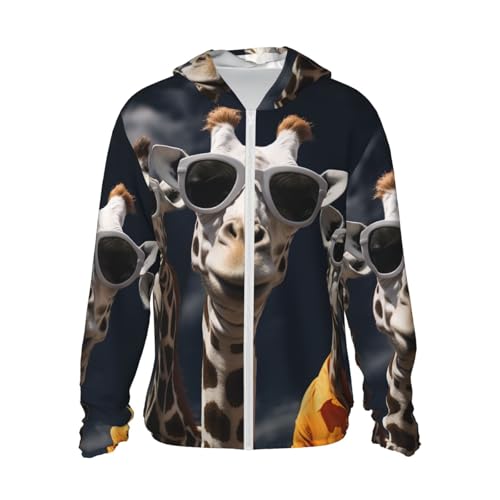 Veste anti-UV à fermeture éclair et poches avec imprimé girafes stylées