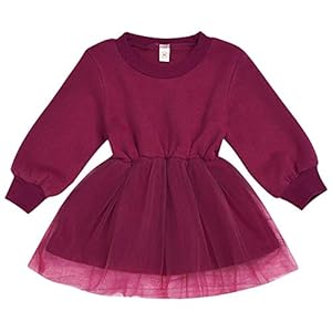 Haokaini baby meisjes ronde hals lange mouw jurk partij mesh jurk voor peuter