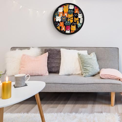 Horloge murale sans tic-tac motif chat, pendule de bureau anti-bruit - 6