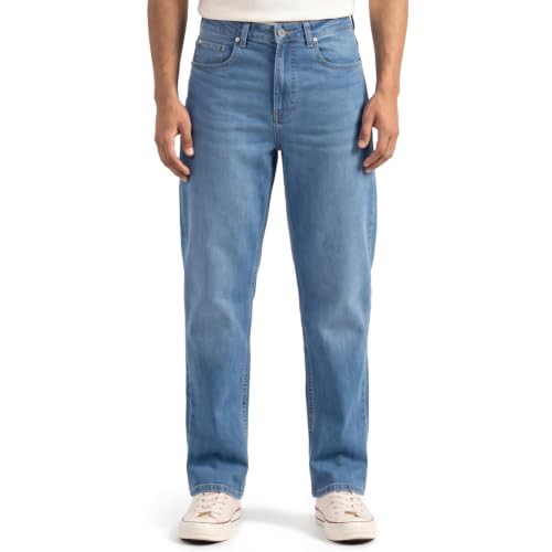 Image of Spykar Men's Renato Loose Fit Jeans | Mid Rise | Casual Denim | Stretch Fit | Jeans for Man