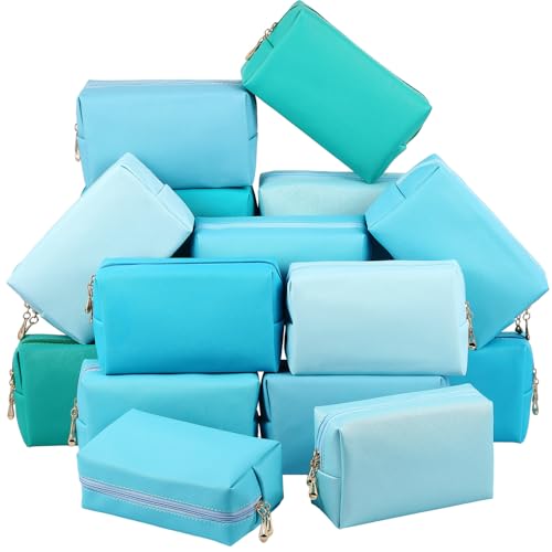 Kigeli 15 Pcs Aesthetic Makeup Bags PU Leather Cosmetic Pouches